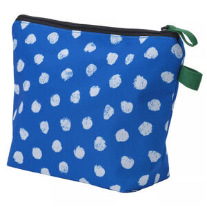 IKEA SKOGSSALLAT Toiletry Bag, Blue/White/Dotted (506.118.66) NEW